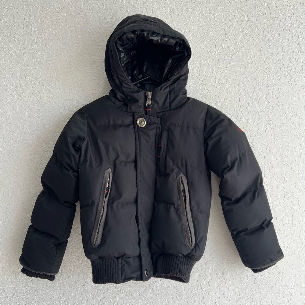 J Whistler Boy’s Size 4 Black Puffer Jacket Water Resistant Button‎ Zip Closure